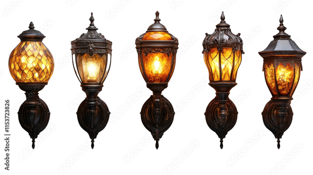 Set of lantern on a white background Set of lantern on a white background