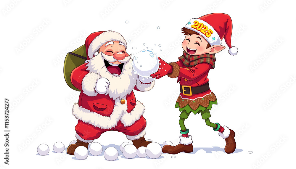 Obraz premium santa claus and their children