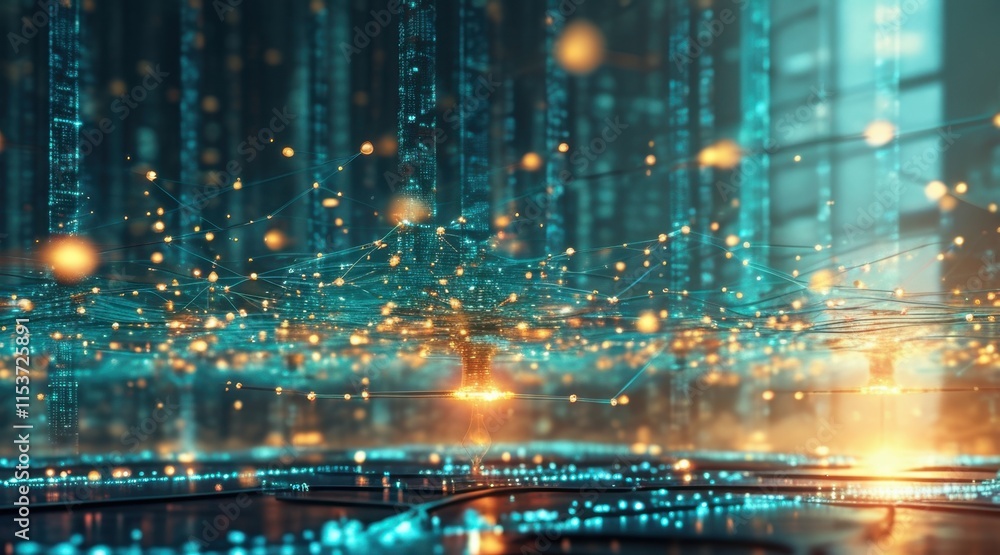 Obraz premium Blockchain Neural Network .