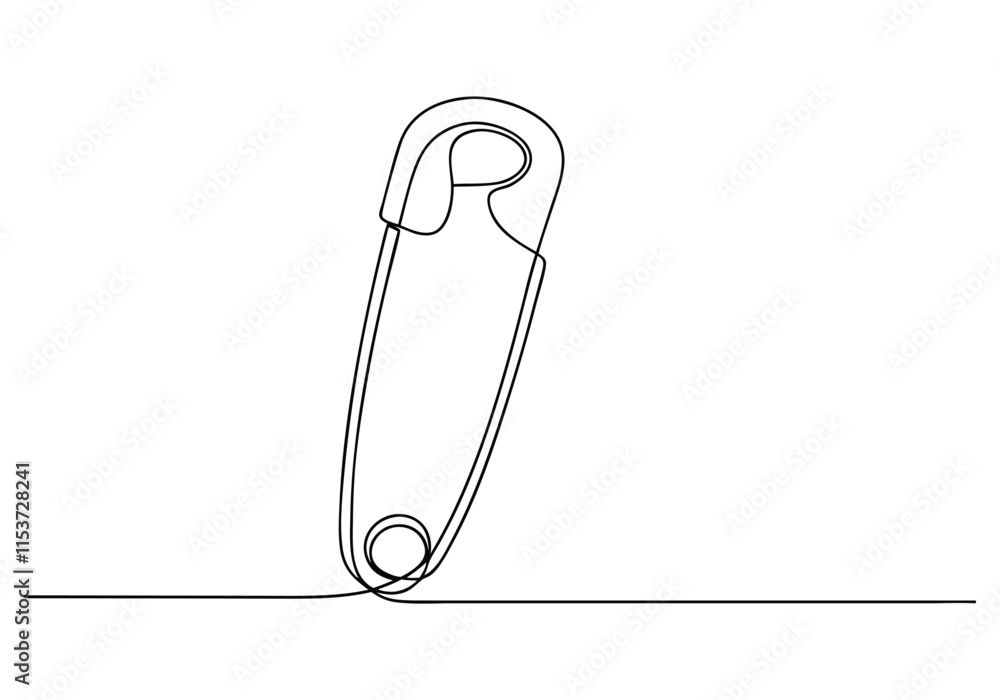Continuous One-Line Drawing of a Safety Pin - Minimalist Utility Art Continuous One-Line Drawing of a Safety Pin - Minimalist Utility Art