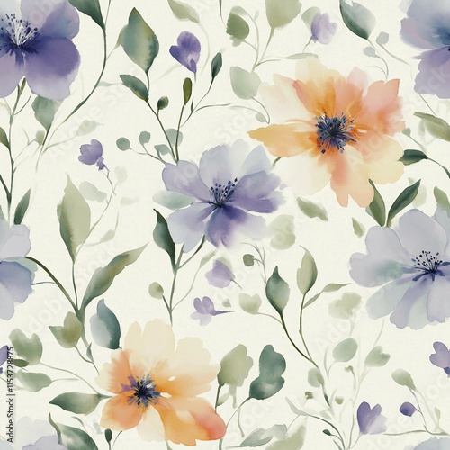 Sweet flower watercolor seamless pattern.soft pastel colors water color seamless pattern for beauty products or other.