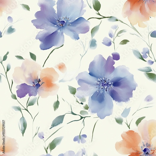 Sweet flower watercolor seamless pattern.soft pastel colors water color seamless pattern for beauty products or other.