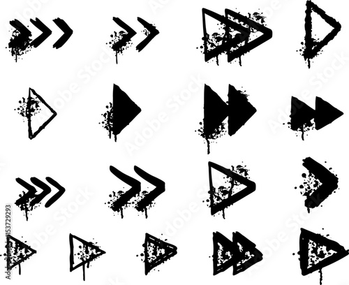 Graffiti arrow. Paint swipe grunge tag. Right or left moving symbol. Urban ink direction.