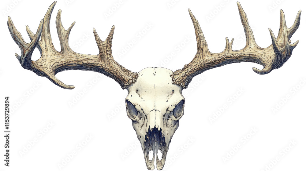 Naklejka premium red deer antlers isolated on white background 
