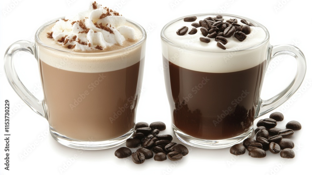 Artistic Coffee Presentation on White Background Artistic Coffee Presentation on White Background