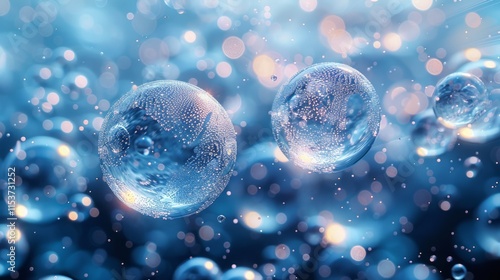 Wallpaper Mural Abstract blue spheres with bokeh lights, futuristic technology concept. Torontodigital.ca