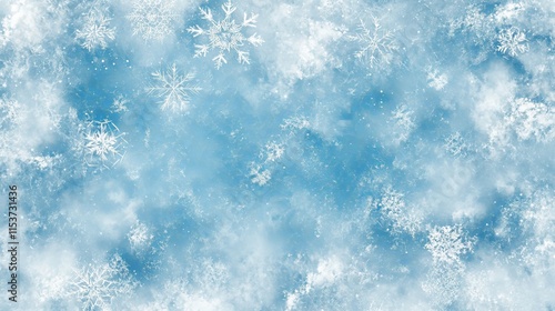 Sparkling Snowflakes Dance on a Frosty Blue Background A Magical Winter Wonderland Scene