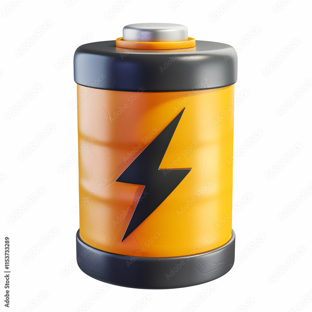 Bright Yellow Energy Battery with Lightning Bolt Symbol Design Bright Yellow Energy Battery with Lightning Bolt Symbol Design