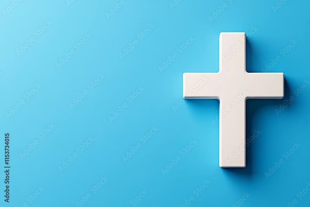 A minimalist design of a healthcare cross glowing softly, set against a solid blue gradient background A minimalist design of a healthcare cross glowing softly, set against a solid blue gradient background