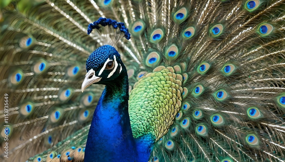Fototapeta premium peacock with feathers out
