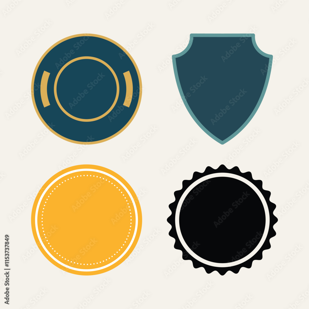 Flat Colorful Retro Badge Stickers Collection Flat Colorful Retro Badge Stickers Collection