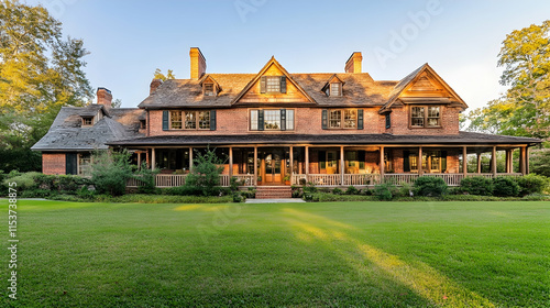 Wallpaper Mural Rustic colonial mansion in Williamsburg Virginia with brick facade and wraparound porch Torontodigital.ca