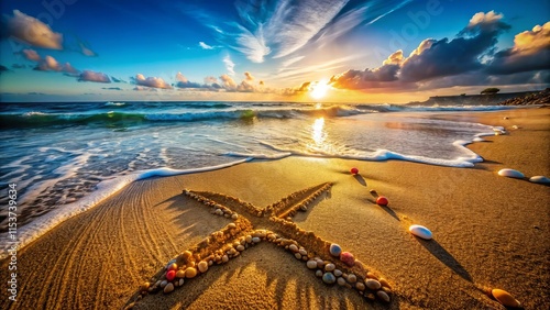 Worm's Eye View: X Marks the Spot - Pacific Ocean Treasure Hunt, Coastal Beach Scene, Hidden Cove, Sand, Seashells, Ocean Treasure