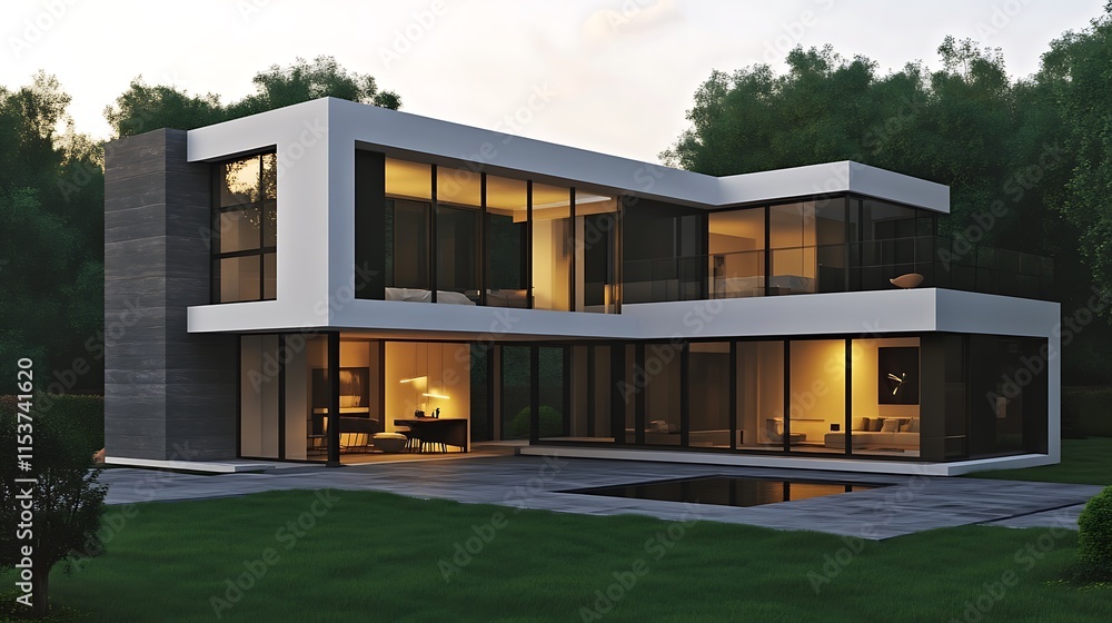 Stunning real estate house with modern architecture in ultra-clear high resolution Stunning real estate house with modern architecture in ultra-clear high resolution