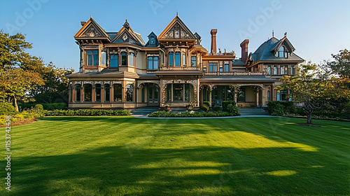 Wallpaper Mural Elegant Victorian mansion in Newport Rhode Island with decorative gables and a manicured lawn Torontodigital.ca