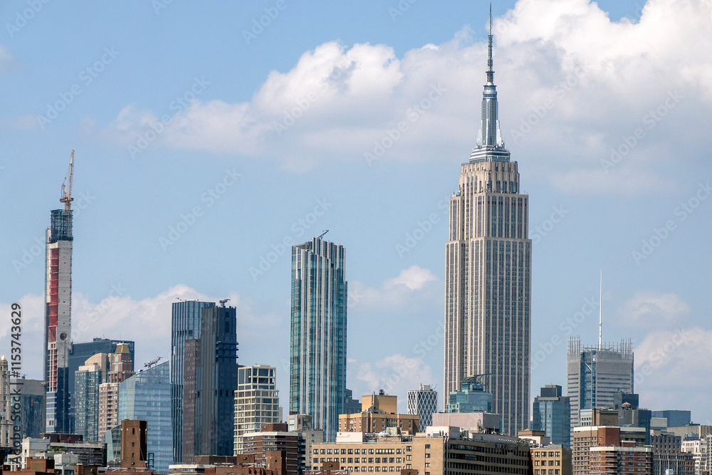 new york manhattan skyline view from East river new york manhattan skyline view from East river