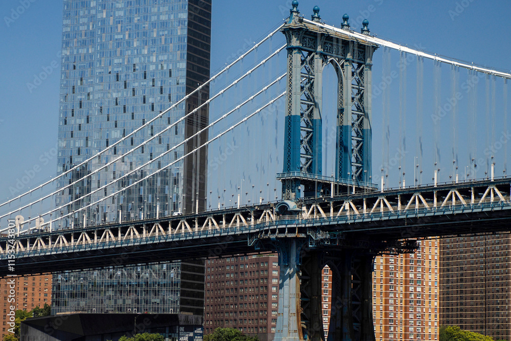 Fototapeta premium Manhattan bride new york manhattan view from East river