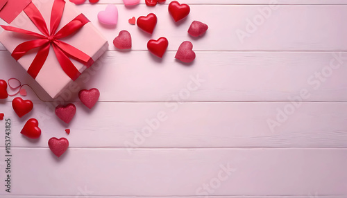 Valentine's day gifts with hearts and copy space, saint valentine and love background concept, blank space, hd