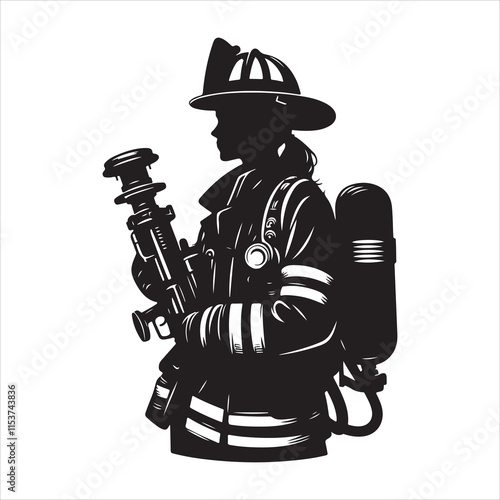 Silhouette of Fire Fighters vector. Firefighter vector art silhouette illustration