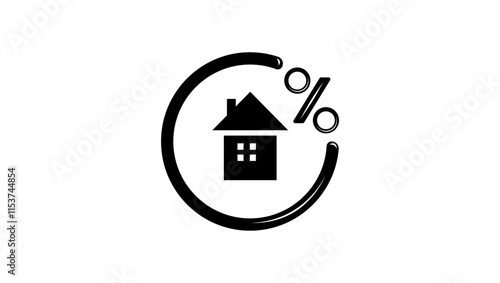 Rate for mortgage, black isolated silhouette