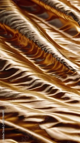 The satin texture ripples softly under a golden light, with each crease reflecting the luxurious quality of the material, 4k High-Quality Wallpaper Background Animation Video photo