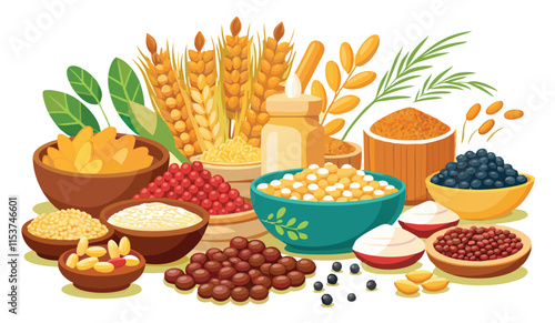 Healthy Food Vector - Organic Ingredients Pack, Grocery and Food Icons