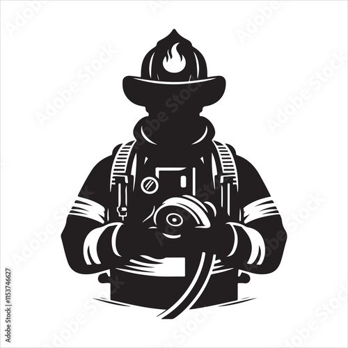 Silhouette of Fire Fighters vector. Firefighter vector art silhouette illustration