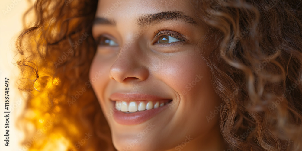 Joyful woman smiling in natural light indoor setting portrait photography warm atmosphere close-up perspective happiness concept Joyful woman smiling in natural light indoor setting portrait photography warm atmosphere close-up perspective happiness concept