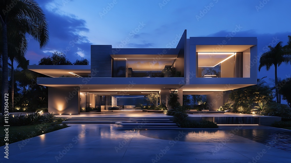 Fototapeta premium Premium real estate property featuring modern aesthetics in vivid high resolution