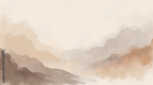 Serene Beige Mountains: A Watercolor Dream