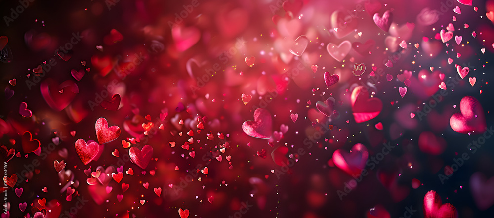 A dreamy backdrop of glowing red heart shapes with sparkling highlights and soft bokeh, perfect for romantic and festive themes A dreamy backdrop of glowing red heart shapes with sparkling highlights and soft bokeh, perfect for romantic and festive themes