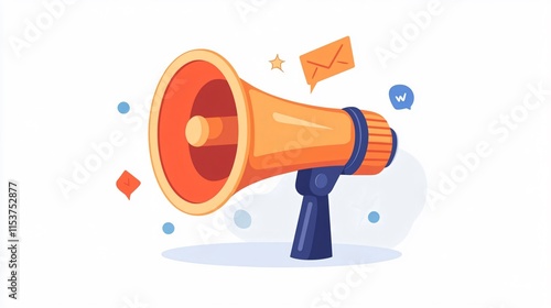 Modern 2D Vector Megaphone Loudspeaker for Broadcasting News Announcement