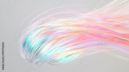Colorful Abstract Hair Waves with Soft Pastel Tones and Ethereal Light Effects