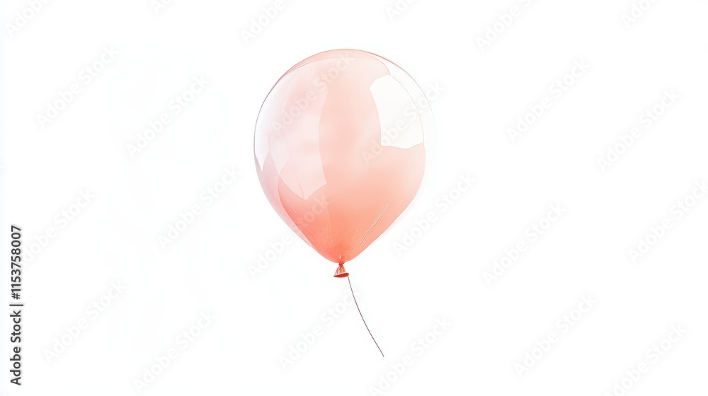 Delicate pastel pink balloon floating against a simple white background in a soft and dreamy atmosphere Delicate pastel pink balloon floating against a simple white background in a soft and dreamy atmosphere