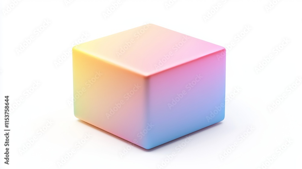 Fototapeta premium Colorful Gradient Cube with Smooth Edges on Soft White Background