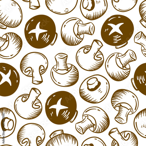 mushrooms pattern background. vintage mushroom pattern background. mushroom doodle pattern background.