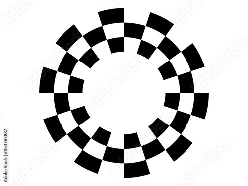 Checkerboard circle frame on white background. Sport. Vector illustration