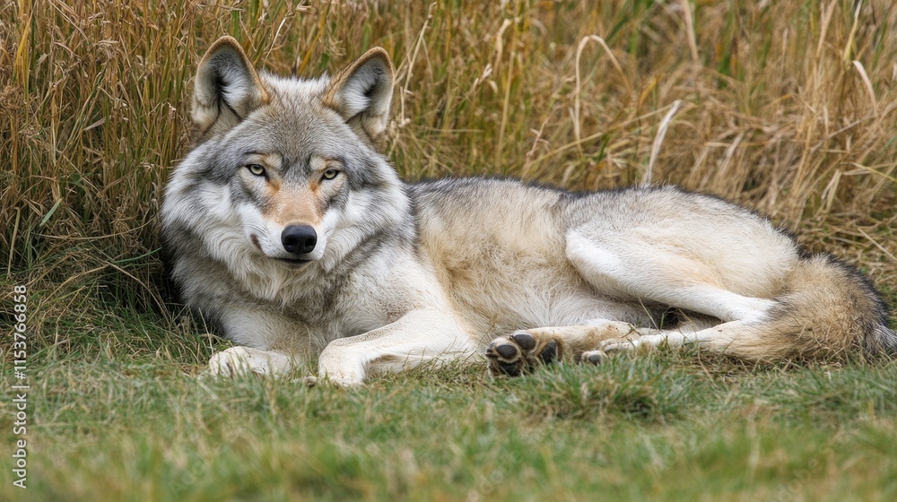 Majestic Canis Lupus: A Portrait of the Grey Wolf in Wild Habitat Majestic Canis Lupus: A Portrait of the Grey Wolf in Wild Habitat