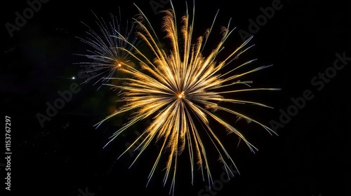 Wallpaper Mural Spectacular fireworks in a dark sky, HD detail, clean black and blue tones, New Year's atmosphere, golden flowers, dazzling starry nights, various shapes, high-contrast film quality Torontodigital.ca