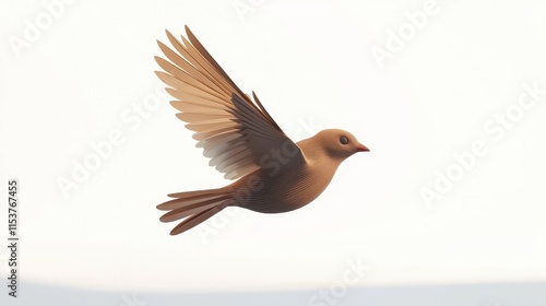 Realistic 3D Render of a Bird in Flight with Detailed Feathers and Soft Background for Nature and Wildlife Themes photo