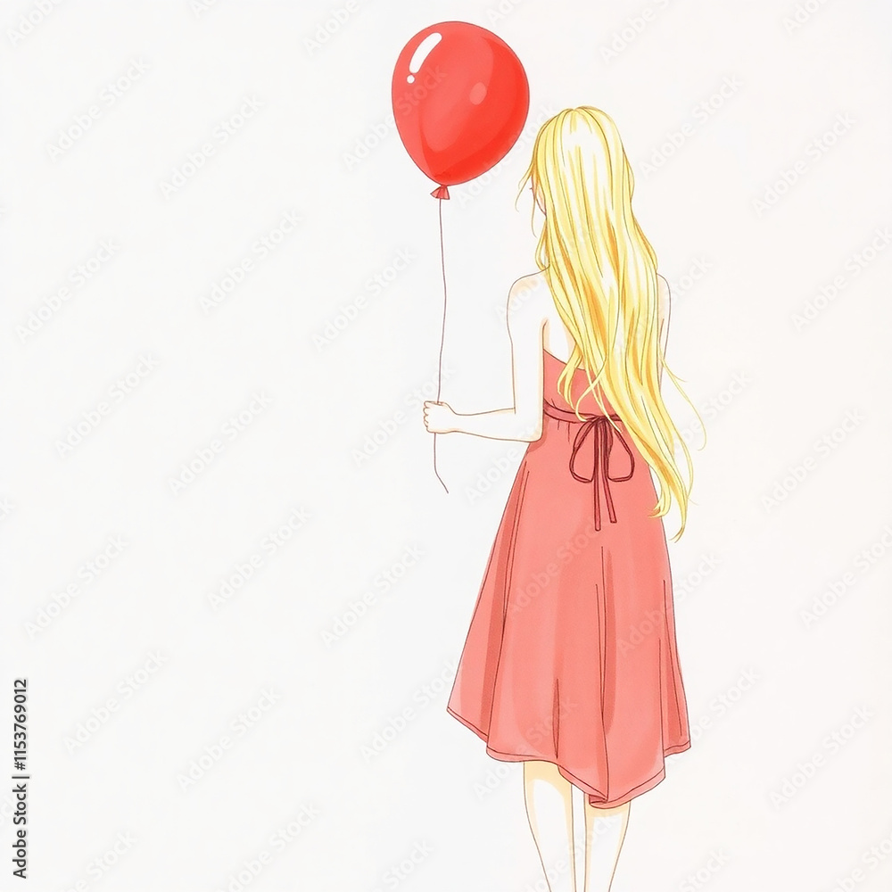 A Beautyful Red Balloon Girl A Beautyful Red Balloon Girl