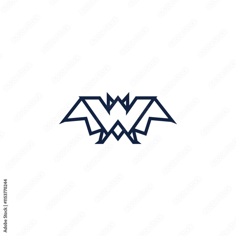 Bat in W shape logo idea. Bat in W shape logo idea.