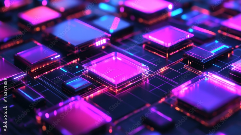 Fototapeta premium Futuristic Manufacturing Background with Glowing Effects