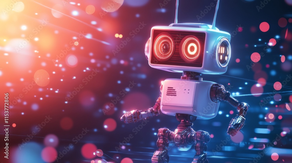 Fototapeta premium Futuristic Robot with Glowing Effects in Abstract Design