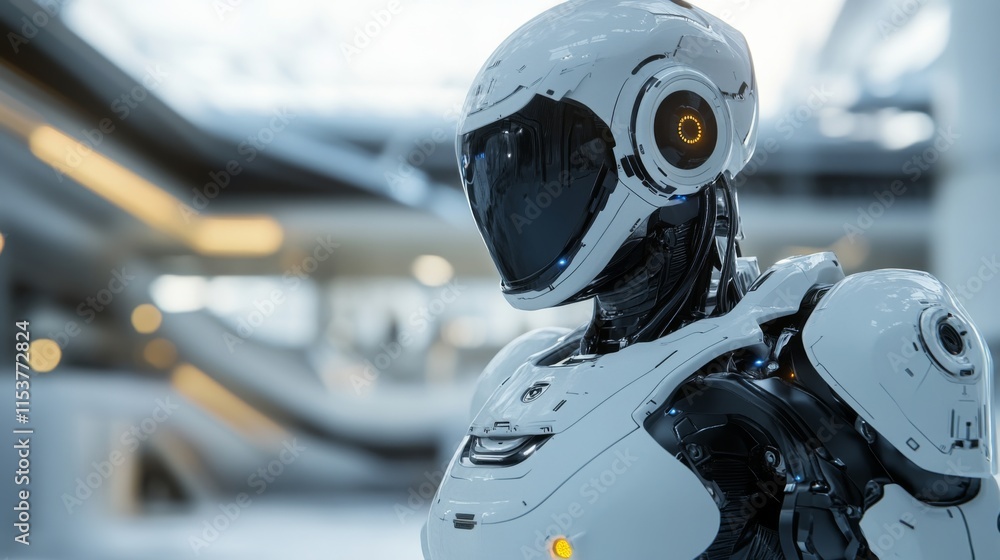 Fototapeta premium Futuristic Robot with Clean Lines and Glowing Effects