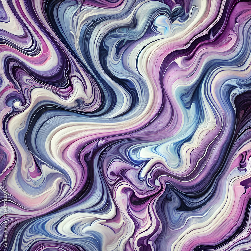 An abstract fluid art design with wirling patterns in shades of purple, lavender, and white. The texture resemble liquid marble with smooth and dinamic curves. Modern and artistic. An abstract fluid art design with wirling patterns in shades of purple, lavender, and white. The texture resemble liquid marble with smooth and dinamic curves. Modern and artistic.