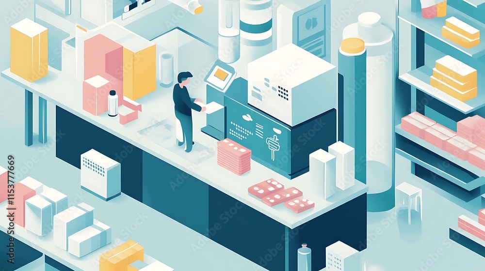 Obraz premium Isometric 3D illustration of business people in a city with buildings skyscrapers and streets