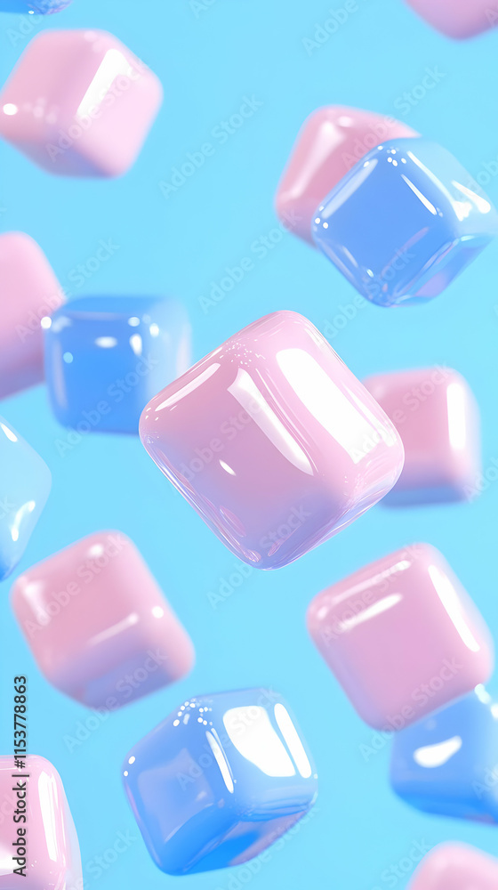 Floating Pastel Cubes 3D Illustration Floating Pastel Cubes 3D Illustration