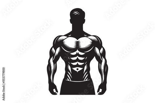 simple black an white a body builder man vector silhouette isolated on a white background