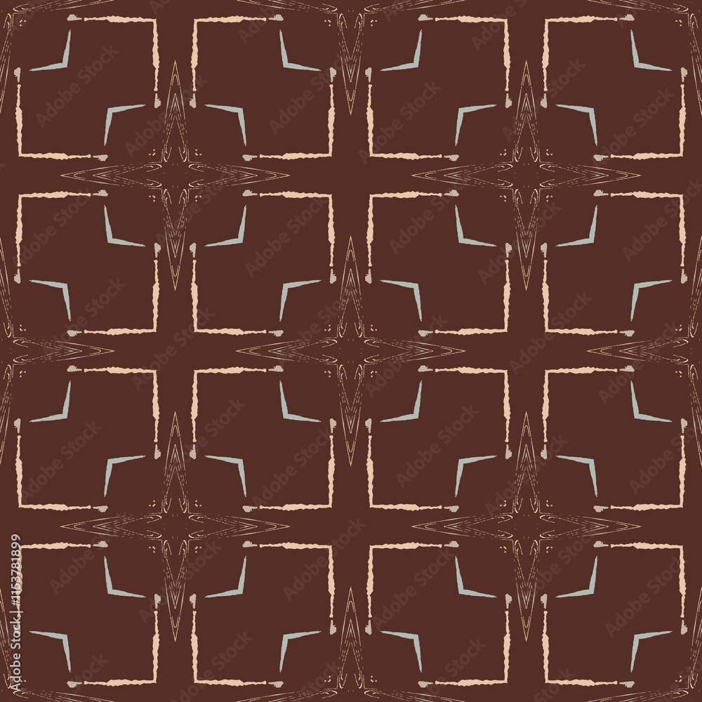 Naklejka premium Seamless abstract geometric pattern with squares Beige and brown background for fabric banners home decor surface design packaging